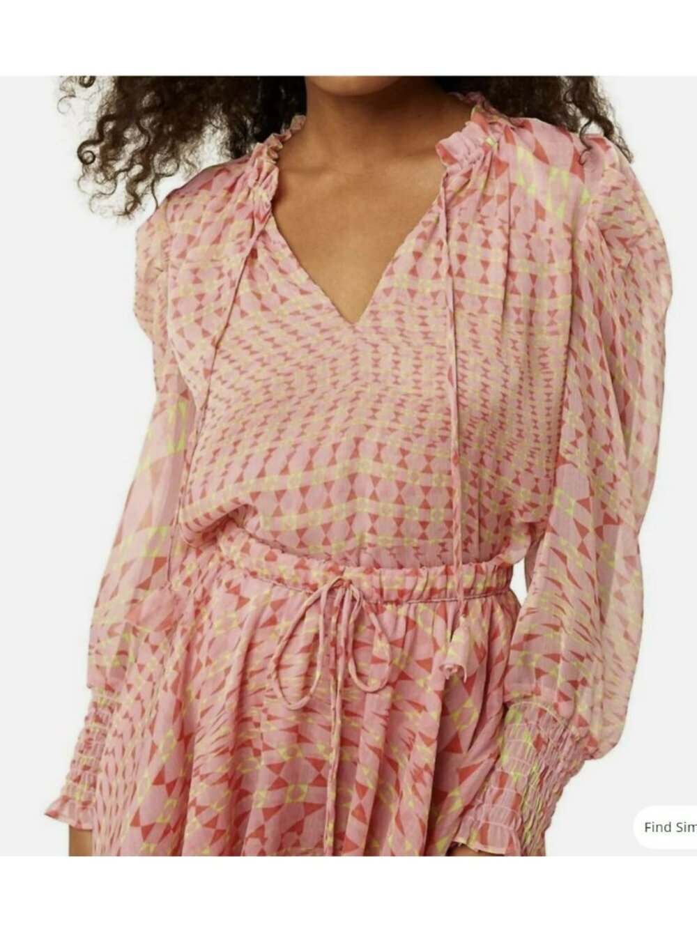 Misa Siena Tie Top Geo Print Pink Size Small NWT